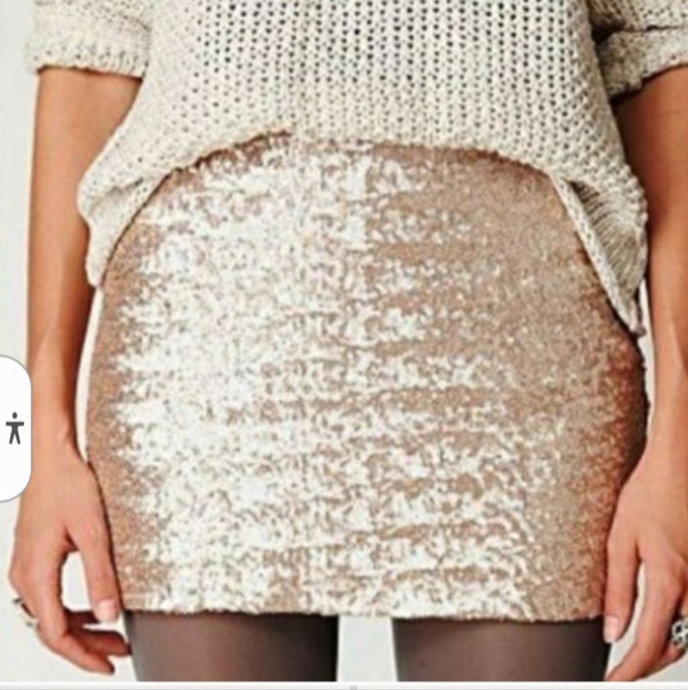 Taupe Gold Sequined skirt